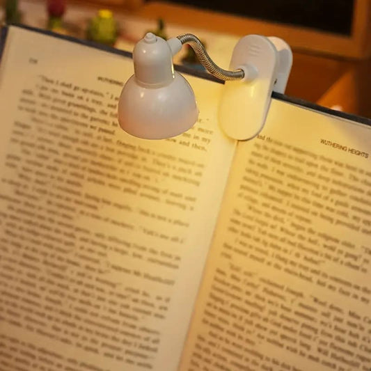 Actual Eye-Protecting Clip Book Light, LED Warm Light Night Reading Light, Adjustable Arm Reading (360) adjustable Light with Battery,mini book lamp, light for reading